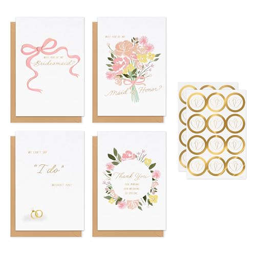 American Greetings 20 Stück Hochzeitsparty-Antrags- und Dankeskarten mit Umschlägen und Siegeln von American Greetings