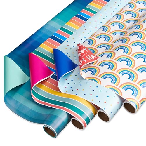 American Greetings Wendbares Geschenkpapier-Set für Geburtstage und alle Anlässe, Regenbogen, Punkte, Streifen und Ombre, 4 Rollen, 76,2 cm x 4,8 m American Greetings Wendbares Geschenkpapier-Set für Geburtstage und alle Anlässe, Regenbogen, Punkte, Streifen und Ombre, 4 Rollen, 76,2 cm x 4,8 m von American Greetings