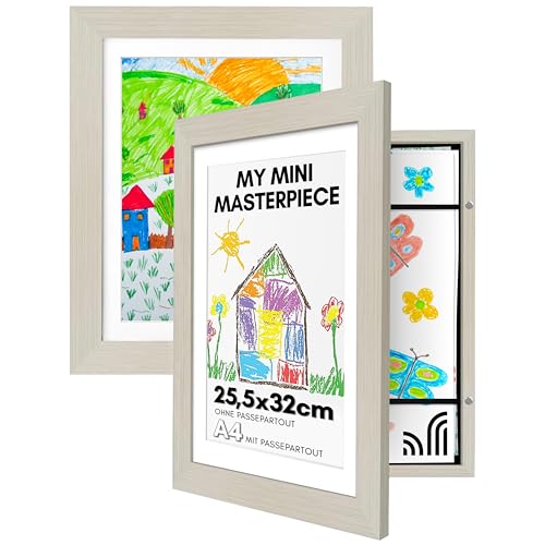 Americanflat A4 Bilderrahmen für Kinderzeichnungen - Helles Holz - Zeigt 22x28 mit Matte und 25x32 ohne Matte - Verbundholz mit Bruchsicherem Glas - Horizontale und Vertikale Versionen - 2St Americanflat A4 Bilderrahmen für Kinderzeichnungen - Helles Holz - Zeigt 22x28 mit Matte und 25x32 ohne Matte - Verbundholz mit Bruchsicherem Glas - Horizontale und Vertikale Versionen - 2St von Americanflat