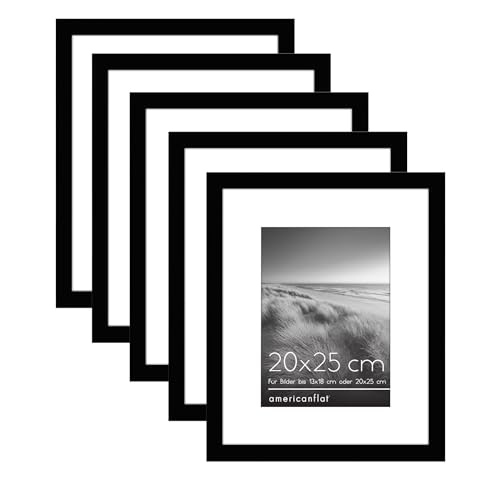 Americanflat Bilderrahmen - 13x18 cm mit Matte und 20x25 cm ohne Matte - 5 Rahmen mit Sägezahn-Aufhängezubehör und Staffelei-Ständer für Horizontale und Vertikale Anzeige - Schwarz Americanflat Bilderrahmen - 13x18 cm mit Matte und 20x25 cm ohne Matte - 5 Rahmen mit Sägezahn-Aufhängezubehör und Staffelei-Ständer für Horizontale und Vertikale Anzeige - Schwarz von Americanflat