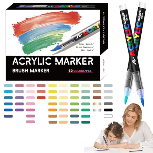 Amesor Acryl Paint Marker,Kunstmarker Mit Pinselspitze | Lichtbeständiges Kreativset Für Keramik Stein Holz Leinwand Basteln & Kunstprojekte Amesor Acryl Paint Marker,Kunstmarker Mit Pinselspitze | Lichtbeständiges Kreativset Für Keramik Stein Holz Leinwand Basteln & Kunstprojekte von Amesor