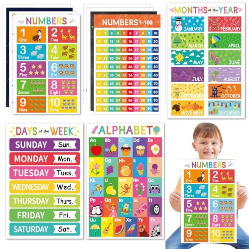 Amesor Bildungsposter,Zahlen Poster | A3 (29,7 x 42 cm) Lehrmaterial & Dekoration für Kinderzimmer Klassenzimmer Homeschool Kindergarten Vorschule von Amesor