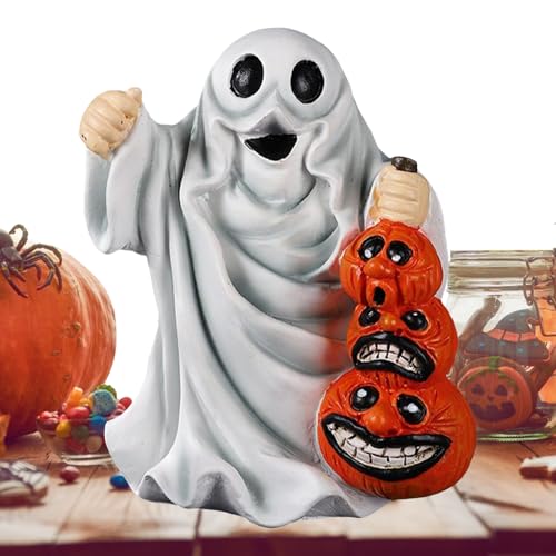 Amesor Halloween Kürbisse Ornamente - Gruselige Kunstharz Kürbisstatuen - Raumdekoration Für Wohnzimmer Schlafzimmer Büro Herbst Partydekoration von Amesor