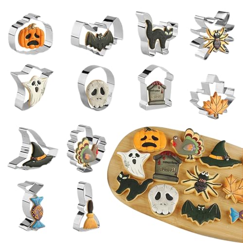Amesor Keksausstechform Set | Backformen Set,Edelstahl Prägewerkzeuge Zum Backen Für Hochzeitstorten Schulprojekte Unterricht Treffen Familie Haus Party Kinder Halloween von Amesor