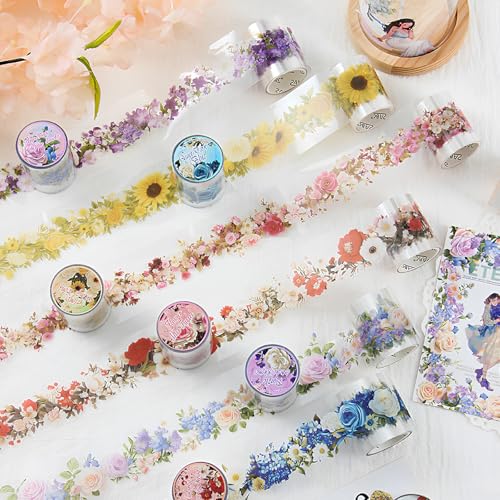 Amexo 6 Rolls Blumen PET Washi Tape, Floar Deko Washi Masking Tape Transparent Scrapbook Stickers Vintage Washi Tapes Deko Klebeband für Bullet Journal Scrapbook Zubehör Amexo 6 Rolls Blumen PET Washi Tape, Floar Deko Washi Masking Tape Transparent Scrapbook Stickers Vintage Washi Tapes Deko Klebeband für Bullet Journal Scrapbook Zubehör von Amexo