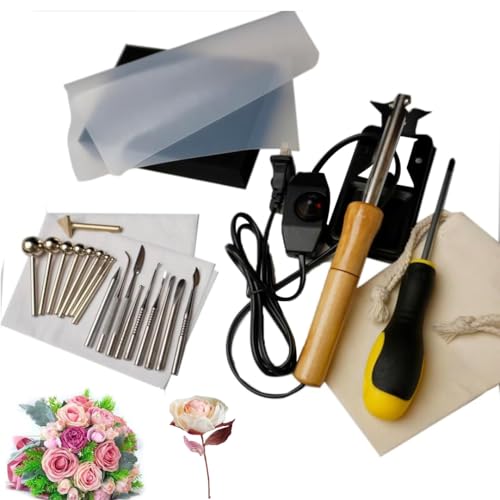 Amhuui Fabric Flower Maker Set, 17x Fake Flower Making Tools Set, elektrische künstliche Blume Klee Lötkolben mit Eisen & Messing Fake Flower Making Tools Kit, Unreal Flowers Making Kit Amhuui Fabric Flower Maker Set, 17x Fake Flower Making Tools Set, elektrische künstliche Blume Klee Lötkolben mit Eisen & Messing Fake Flower Making Tools Kit, Unreal Flowers Making Kit von Amhuui