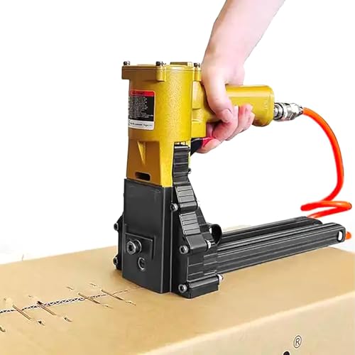 Amhuui Pneumatischer Kartonhefter, Manueller Kartonschließhefter, 34,7 Mm (1 3/8 Zoll) Wellpappenkartonhefter, Nagellänge Und -Tiefe Einstellbar, Zum Verschließen Von Kartons, Faltschachteln von Amhuui