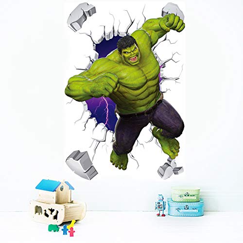 Amiiba 3D-Wandaufkleber mit Cartoon-Motiv "Breaking Through", 39 x 60 cm, Wandsticker für Kinderzimmer, Wohnzimmer, Wanddekoration (Hulk 3) von Amiiba