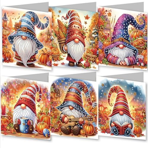 Amiiba 6 x Diamant-Kunstgemälde-Grußkarten zum Basteln von Danksagungs-Wichteln, Herbst, 5D-DIY-Kristallkunst-Kartensets mit Umschlägen, Postkarten für handgemachte Handarbeit, 30 x 15 cm (11,81 x 5,9 Amiiba 6 x Diamant-Kunstgemälde-Grußkarten zum Basteln von Danksagungs-Wichteln, Herbst, 5D-DIY-Kristallkunst-Kartensets mit Umschlägen, Postkarten für handgemachte Handarbeit, 30 x 15 cm (11,81 x 5,9 von Amiiba