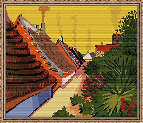 Amiiba Kreuzstich-Set, Motiv: Straße in Sainte-Maries, 11 Ct, 59,9 x 51,8 cm (Van Gogh) von Amiiba