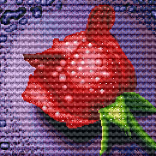 Amiiba Kreuzstich-Set, vorgedruckt, A Red Rose Flower DIY 11CT Stamped 35,8 x 35,8 cm Embroidery Kit with Pattern (Rose) von Amiiba