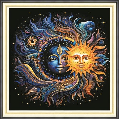 Amiiba Kreuzstich Set Vorgedruckt für Erwachsene Anfänger, Sonne und Mond 11ct Stickset Stickpackungen Amiiba Kreuzstich Set Vorgedruckt für Erwachsene Anfänger, Sonne und Mond 11ct Stickset Stickpackungen von Amiiba