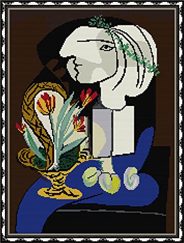 Amiiba Pablo Picasso Kreuzstich-Set, Motiv: Nature Morte Aux Tulpen, 11 Ft, 46 x 59,9 cm (Picasso) von Amiiba