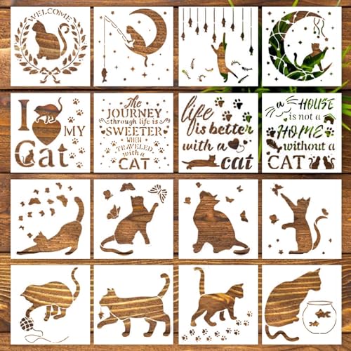 Amiiba Wiederverwendbare Katzenschablonen zum Malen, Basteln und Dekorieren, 20 x 20 cm, 16 Stück Amiiba Wiederverwendbare Katzenschablonen zum Malen, Basteln und Dekorieren, 20 x 20 cm, 16 Stück von Amiiba
