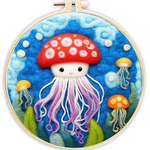 Amiiba Wollnadelfilz-Malset, Pilzquallen für Anfänger und Erwachsene, DIY Ihr eigenes Kunstwerk mit hochwertigem Zubehör (Pilzquallen) von Amiiba