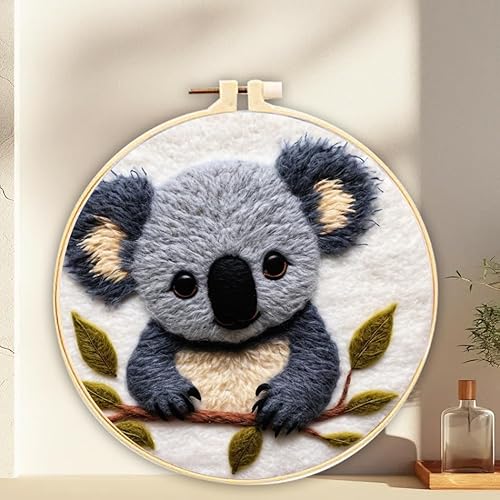 Amiiba Wollnadelfilz-Malset, entzückendes Koala-Tier für Anfänger und Erwachsene, DIY Ihr eigenes Kunstwerk mit hochwertigem Zubehör (bezaubernder Koala) von Amiiba