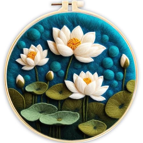 Amiiba Wollnadelfilz-Malset, exquisiter Lotus für Anfänger und Erwachsene, DIY Ihr eigenes Kunstwerk mit hochwertigem Filzbedarf (exquisiter Lotus) von Amiiba