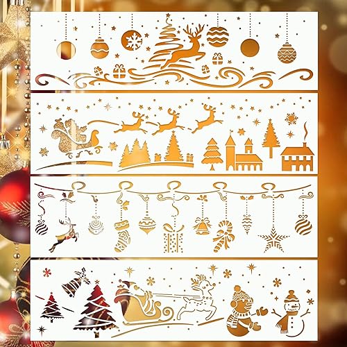 Amiiba xxxPcs Wiederverwendbare XXXXXX Schablonen zum Malen, Basteln und Dekorieren, 18 x 10 cm (Weihnachten) von Amiiba
