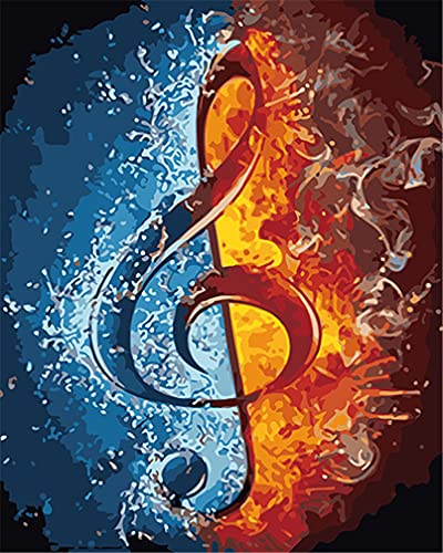 Amiiba DIY-Malen-nach-Zahlen-Kits, Musiknoten, Eis und Feuer, Gerechtigkeit und Böses, 40,6 x 50,8 cm, Acryl-Malen nach Zahlen, Wandkunst, Kunsthandwerk (Musik, ohne Rahmen) von Amiiba