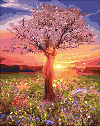 Malen nach Zahlen, Amiiba Baum des Lebens, Landschaft, 40,6 x 50,8 cm, Acryl, Malen nach Zahlen, Wandkunst Handwerk (Baum mit Rahmen) von Amiiba