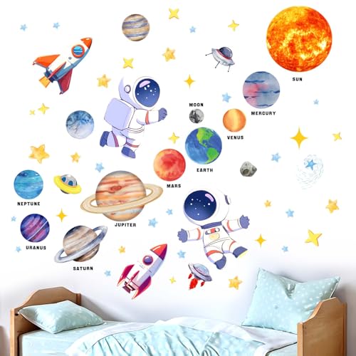 Äußeres Weltraum Wandaufkleber für Jungen Kinder: Abziehen und kleben Astronaut Planeten Rakete Wandabziehbilder - Wand kunst Dekor Kinder Produkte Äußeres Weltraum Wandaufkleber für Jungen Kinder: Abziehen und kleben Astronaut Planeten Rakete Wandabziehbilder - Wand kunst Dekor Kinder Produkte von Amimagen