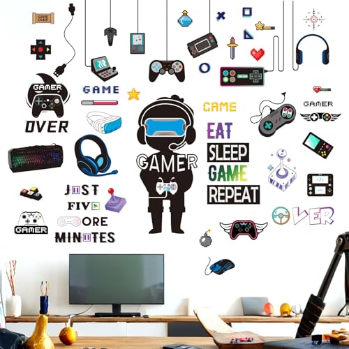 Amimagen Gamer Wandaufkleber - Controller Eat Sleep Games Joystick Video Gaming Wandabziehbilder - Jungen Schlafzimmer Spielzimmer Baby Kinderzimmer Wanddekoration Amimagen Gamer Wandaufkleber - Controller Eat Sleep Games Joystick Video Gaming Wandabziehbilder - Jungen Schlafzimmer Spielzimmer Baby Kinderzimmer Wanddekoration von Amimagen