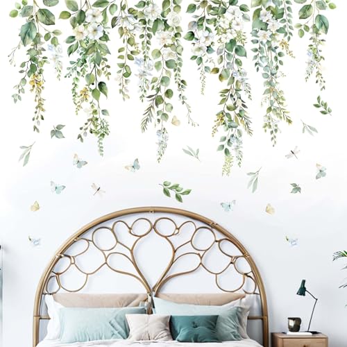 Amimagen Hängende Rebe Wandtattoos - Grün Natur Pflanzen Blätter Wandaufkleber - Schlafzimmer Wohnzimmer Sofa TV Hintergrund Home wanddekor von Amimagen