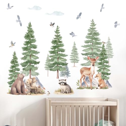Amimagen Large Pine Tree Forest Animal Wall Stickers - Mountain Tree Bear Fox Rabbit Wall Decals - Baby Nursery Kids Girls Boys Room Daycare Playroom Classroom Wall Decor Amimagen Large Pine Tree Forest Animal Wall Stickers - Mountain Tree Bear Fox Rabbit Wall Decals - Baby Nursery Kids Girls Boys Room Daycare Playroom Classroom Wall Decor von Amimagen