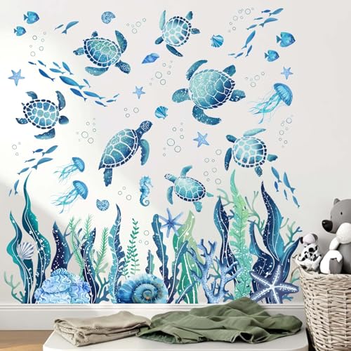 Amimagen Ozean Meeresschildkröte Wandtattoos - Unter dem Meer Meer Thema Seegras Wandaufkleber - Baby Kinderzimmer Kindertagesstätte Bad Wanddekoration Aufkleber Amimagen Ozean Meeresschildkröte Wandtattoos - Unter dem Meer Meer Thema Seegras Wandaufkleber - Baby Kinderzimmer Kindertagesstätte Bad Wanddekoration Aufkleber von Amimagen
