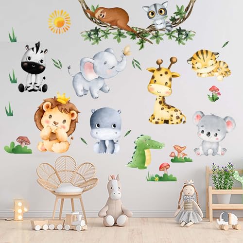 Amimagen Wandtattoo Dschungel-Wandaufkleber mit Tier Babys – Elefant Löwe Tiger Giraffe Wandaufkleber – Kinderzimmer Mädchen Jungenzimmer Kindertagesstätte Spielzimmer Klassenzimmer Wanddekoration Amimagen Wandtattoo Dschungel-Wandaufkleber mit Tier Babys – Elefant Löwe Tiger Giraffe Wandaufkleber – Kinderzimmer Mädchen Jungenzimmer Kindertagesstätte Spielzimmer Klassenzimmer Wanddekoration von Amimagen