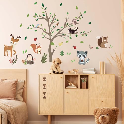 Amimagen Wandtattoo Waldtieren und Bäumen Wandaufkleber – Hirsch Fuchs Eichhörnchen Wandsticker – Kinderzimmer Baby Mädchen Jungen Zimmer Kindertagesstätte Spielzimmer Klassenzimmer Wanddeko Amimagen Wandtattoo Waldtieren und Bäumen Wandaufkleber – Hirsch Fuchs Eichhörnchen Wandsticker – Kinderzimmer Baby Mädchen Jungen Zimmer Kindertagesstätte Spielzimmer Klassenzimmer Wanddeko von Amimagen