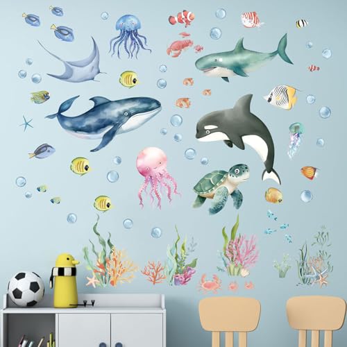 Amimagen Wandtattoos Unter dem Meer Wandaufkleber - Marine Thema Hai Wal Fisch Meeresschildkröte Ozean Wandabziehbilder - Badezimmer Baby Kinderzimmer Kindertagesstätte Wanddeko Amimagen Wandtattoos Unter dem Meer Wandaufkleber - Marine Thema Hai Wal Fisch Meeresschildkröte Ozean Wandabziehbilder - Badezimmer Baby Kinderzimmer Kindertagesstätte Wanddeko von Amimagen