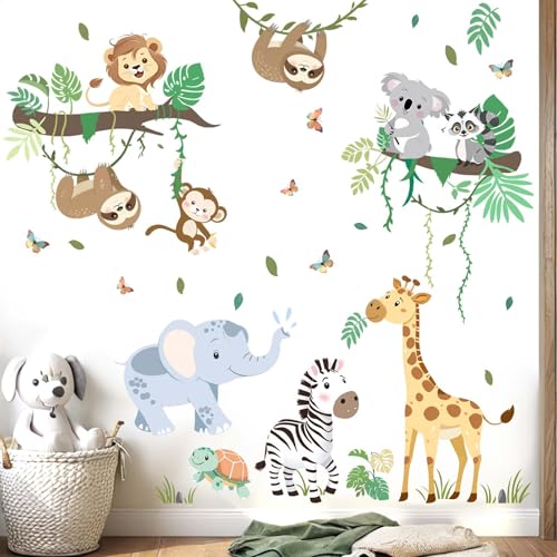 Baby Tiere Wandaufkleber für Kind Wandtattoo: Dschungel Affe Elefant Giraffe Löwe Wandabziehbilder - Wandsticker Kind Produkte Alter 1 2 3 4 5 6 7 8 9 10 11 12 Jahre Baby Tiere Wandaufkleber für Kind Wandtattoo: Dschungel Affe Elefant Giraffe Löwe Wandabziehbilder - Wandsticker Kind Produkte Alter 1 2 3 4 5 6 7 8 9 10 11 12 Jahre von Amimagen