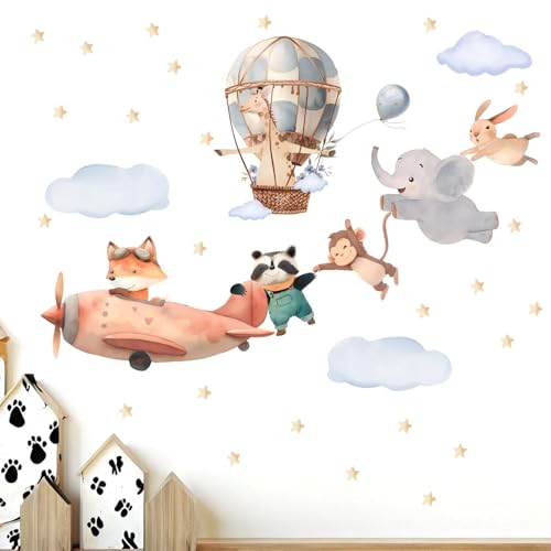 Heißluftballon Elefant Wandaufkleber Flugzeug von Amimagen