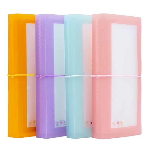 4 Stück 8,4 x 18,4 cm kleines Aufkleber-Aufbewahrungsbuch, Aufkleber-Sammelalbum, Aufkleber-Organizer-Binder (farbig) von Amimy
