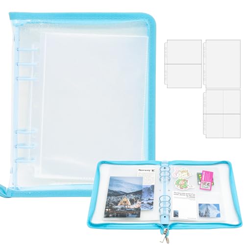 A5 Sticker-Sammelordner mit Reißverschluss, wiederverwendbares Sticker-Organizer-Album mit Taschen, perfekt zum Sammeln, Organisieren und Präsentieren von Stickern (Blau) von Amimy