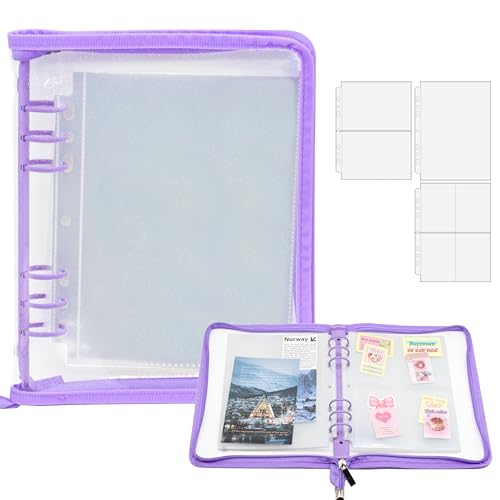 A5 Sticker-Sammelordner mit Reißverschluss, wiederverwendbares Sticker-Organizer-Album mit Taschen, perfekt zum Sammeln, Organisieren und Präsentieren von Stickern (Lila) von Amimy