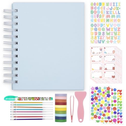 Kinder Scrapbook Selbstklebendes Fotoalbum 25 Seiten Hardcover DIY Fotoalbum für Sofortbildkamera Druckpapier mit DIY Zubehör (Blau) von Amimy