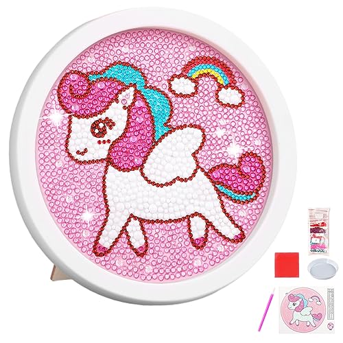 Amindz Diamond Painting Kinder, DIY Diamond Painting Set mit Rahmen, Diamond Painting Einhorn，Malen Nach Zahlen Diamant Painting Kinder Mädchen Erwachsene, Bilder Arts Craft für Home Decor von Amindz