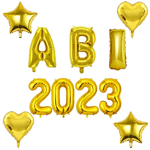 Graduation ABI 2023 Folienballon Girlande, Abitur Deko Luftballons, Ballons Gold Buchstabe, Sterne & Herzen Folien Luftballon Abschluss Deko set für die Abi-Feier/Schul Abschluss von Amissz