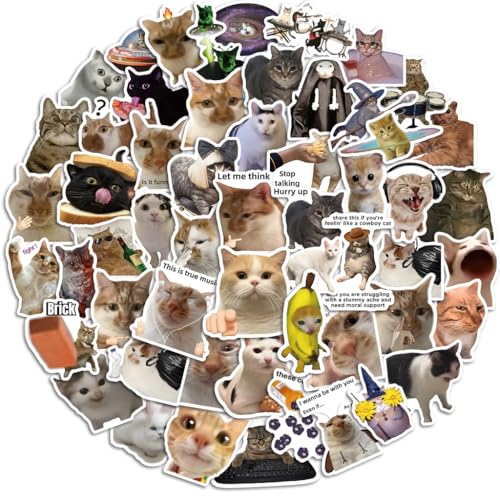 56 Lustige Katzen-Meme-Aufkleber – Wasserdichte glänzende Vinyl-Sticker, 4–5 cm, Realistische Katzenfotos mit Sprüchen & Requisiten, für Trinkflaschen, Laptops, Handys, Tagebücher 56 Lustige Katzen-Meme-Aufkleber – Wasserdichte glänzende Vinyl-Sticker, 4–5 cm, Realistische Katzenfotos mit Sprüchen & Requisiten, für Trinkflaschen, Laptops, Handys, Tagebücher von Amitorfo