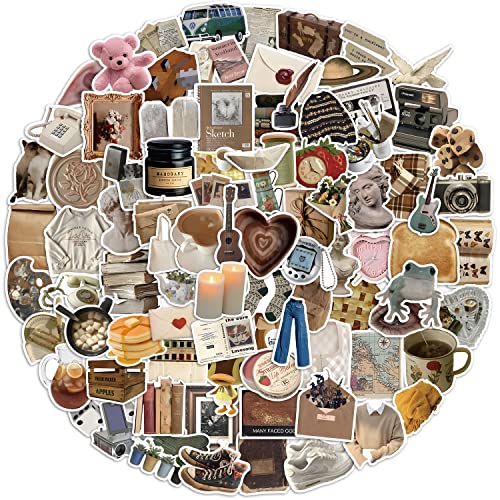 Vintage Aufkleber 120 Stück Sticker set für Kinder, Jungen, Mädchen, Teenager, Erwachsene Gemischte Scrapbook Aufkleber für Laptop, Gitarre, Handy, Pad, Skateboard, Fahrrad, Motorrad, Helm, Retro – B von Amitorfo