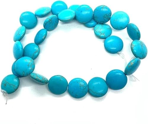 Amlhy Ovale Perlen, blaue türkisfarbene Steinperlen, flache runde Perlen mit Löchern für selbstgemachte Armbänder, Halsketten, Schmuck, Schlüsselanhängerherstellung, Länge: 380 mm, 8 mm Amlhy Ovale Perlen, blaue türkisfarbene Steinperlen, flache runde Perlen mit Löchern für selbstgemachte Armbänder, Halsketten, Schmuck, Schlüsselanhängerherstellung, Länge: 380 mm, 8 mm von Amlhy