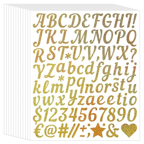 10 Blätter Goldene Glänzende Selbstklebende Buchstaben Aufkleber, Selbstklebend Wasserdichte Vinyl Sticker, DIY Klebebuchstaben, für Hochzeit Geburtstag Briefkasten DIY Scrapbooking 10 Blätter Goldene Glänzende Selbstklebende Buchstaben Aufkleber, Selbstklebend Wasserdichte Vinyl Sticker, DIY Klebebuchstaben, für Hochzeit Geburtstag Briefkasten DIY Scrapbooking von Amllaing