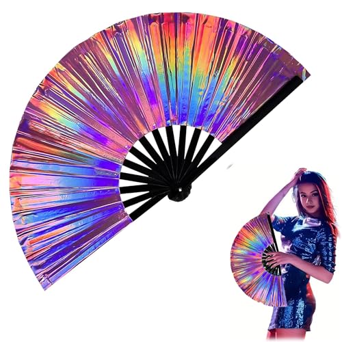 Amllaing 1 Stück Faltbarer Handfächer, Große Faltbare Rave Handfächer, Holographische Laser-Farben Handfächer, Ungefaltet 35x64cm, für Festivals,Parties,Disco Party Amllaing 1 Stück Faltbarer Handfächer, Große Faltbare Rave Handfächer, Holographische Laser-Farben Handfächer, Ungefaltet 35x64cm, für Festivals,Parties,Disco Party von Amllaing