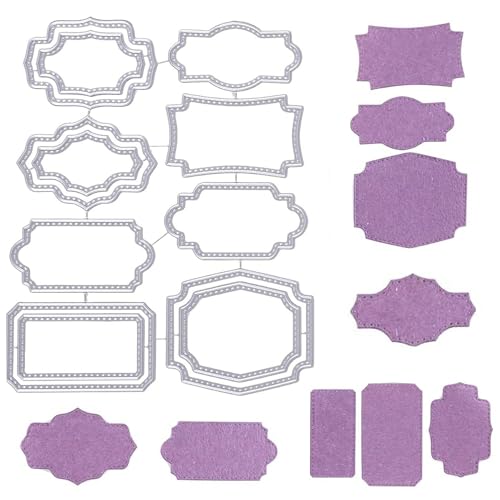 Stanzschablonen Set, 8 Stück Stanzschablonen Rahmen Rechteck, Stanzform Rahmen, Klein Metall Prägeschablone, für Kreative Papierprojekte Und DIY-Geschenke von Amllaing
