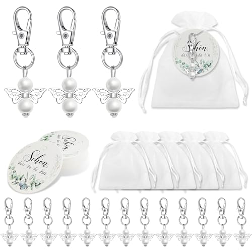Amlope 30 Stk Schutzengel Anhänger mit Organza Beutel Kraftpapier Abschiedsgeschenk Gastgeschenke Hochzeitsdekoration Engelanhänger für Hochzeit, Taufe, Weihnachten, Geburtstag, Konfirmation (Style 2) von Amlope