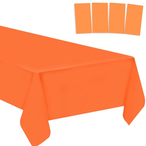 Amocytec Kunststoff-Tischdecken, Einweg-Tischdecken, für Grillen, Picknick, Geburtstag, Weihnachten, Partys, wasserdicht, öldicht, dünn, Party-Tischdecken, 137,2 x 274,3 cm, Orange, 4 Stück Amocytec Kunststoff-Tischdecken, Einweg-Tischdecken, für Grillen, Picknick, Geburtstag, Weihnachten, Partys, wasserdicht, öldicht, dünn, Party-Tischdecken, 137,2 x 274,3 cm, Orange, 4 Stück von Amocytec