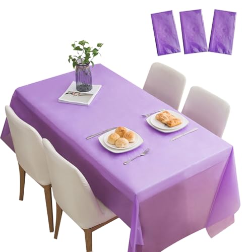 Kunststoff-Tischdecken, Einweg-Tischdecken, für Grillen, Picknick, Geburtstag, Weihnachten, Partys, wasserdicht, öldicht, dünn, Party-Tischdecken, 137 x 274 cm, Dunkelviolett, 3 Stück Kunststoff-Tischdecken, Einweg-Tischdecken, für Grillen, Picknick, Geburtstag, Weihnachten, Partys, wasserdicht, öldicht, dünn, Party-Tischdecken, 137 x 274 cm, Dunkelviolett, 3 Stück von Amocytec