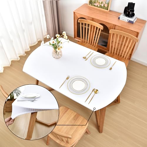 Amonsa Ovale, elastische Tischdecke, für ovale Tische, waschbar, dehnbarer Spandex-Stoff, Tischdecke, kein Vinyl, 106,7 x 152,4 cm, Weiß Amonsa Ovale, elastische Tischdecke, für ovale Tische, waschbar, dehnbarer Spandex-Stoff, Tischdecke, kein Vinyl, 106,7 x 152,4 cm, Weiß von Amonsa